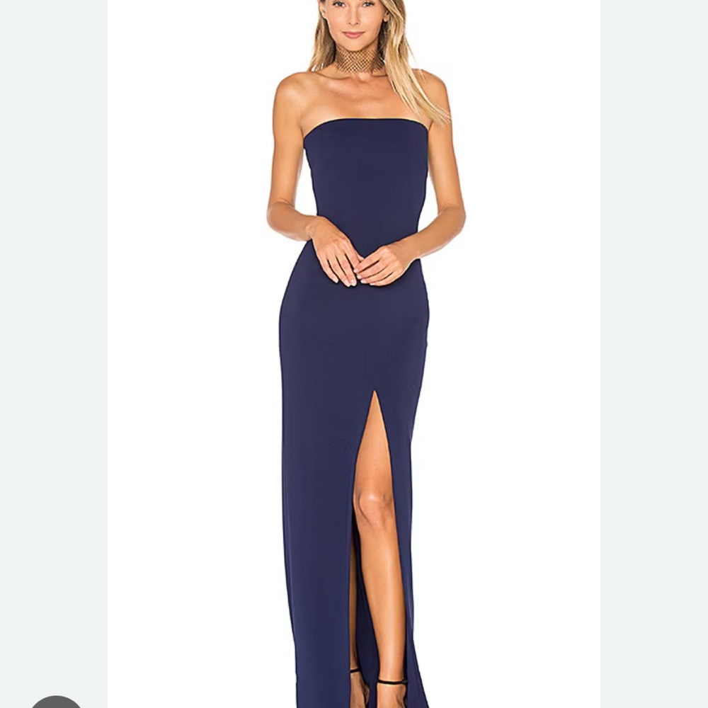 Solace London Strapless Navy Dress